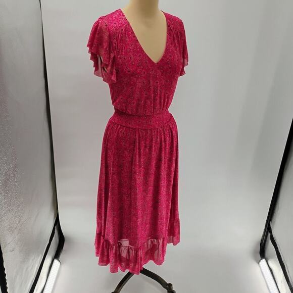 Evereve Women's Elena Short Sleeve Floral V Neck Midi Dress Sz Xs - Picture 13 of 14